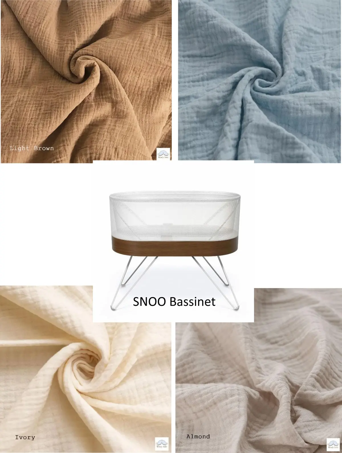 Wendy Anne Snoo Bassinet Cradle Custom Made Fitted Sheet - Organic Cotton Gauze 1