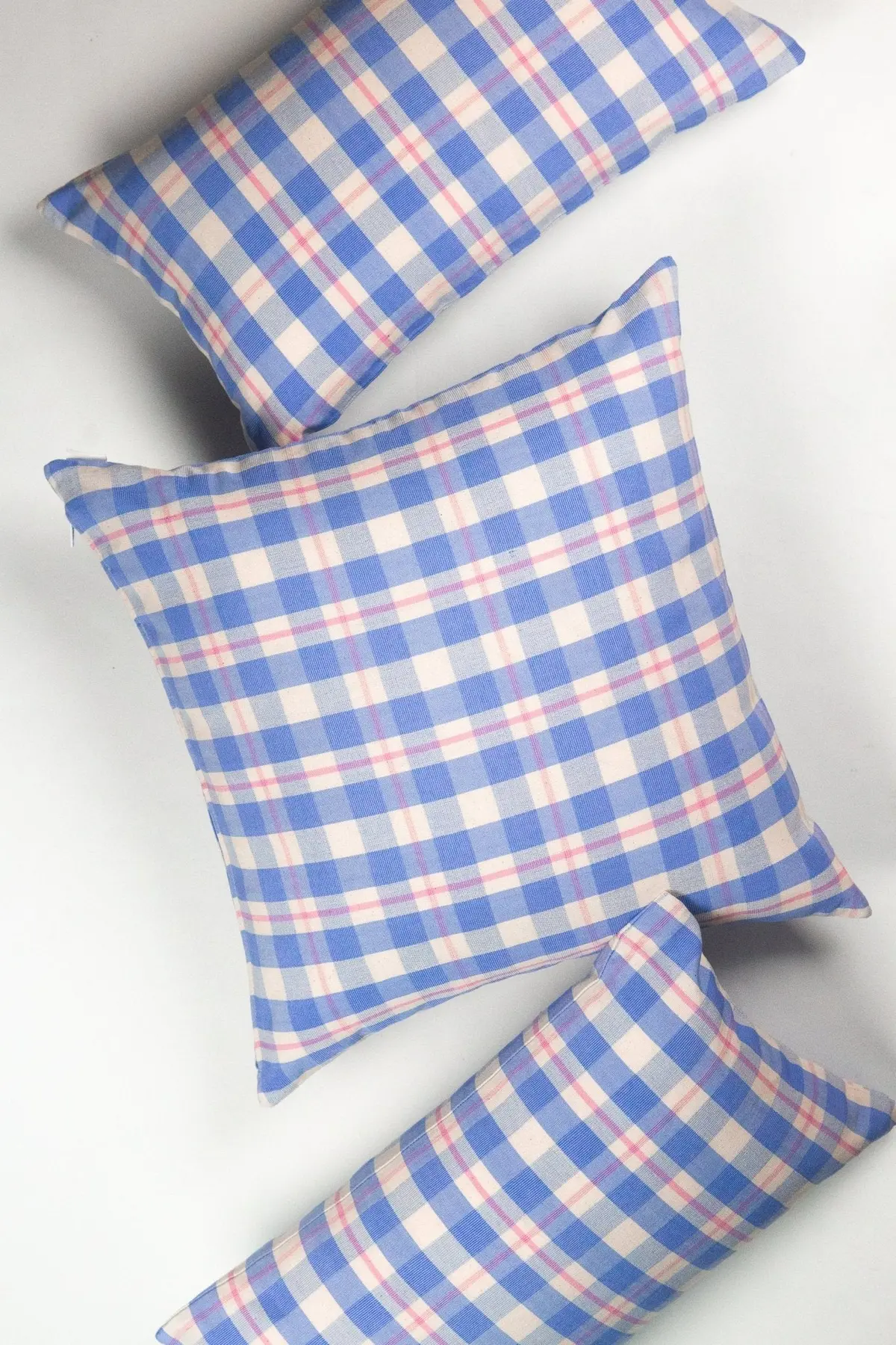 Archive New York Abigail Plaid Square Pillow In Periwinkle And Pink 1