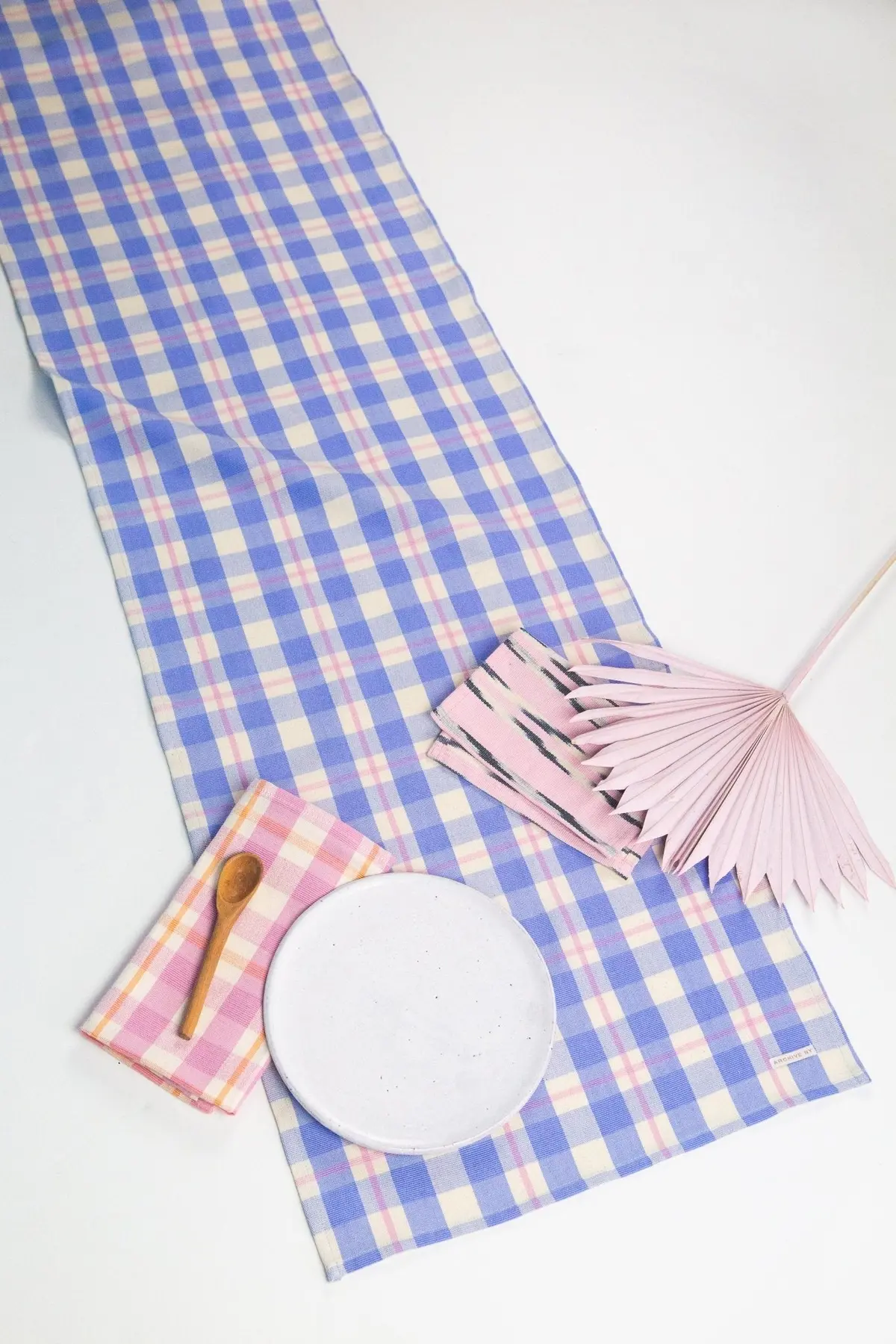 Archive New York Abigail Plaid Runner In Periwinkle Blue And Pink 1