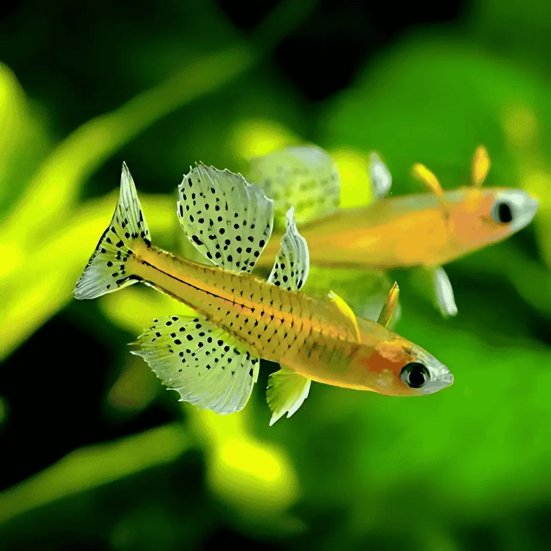 Live Fish Rainbow Yellow Neon Spotted Blue Eyes | Pair 1