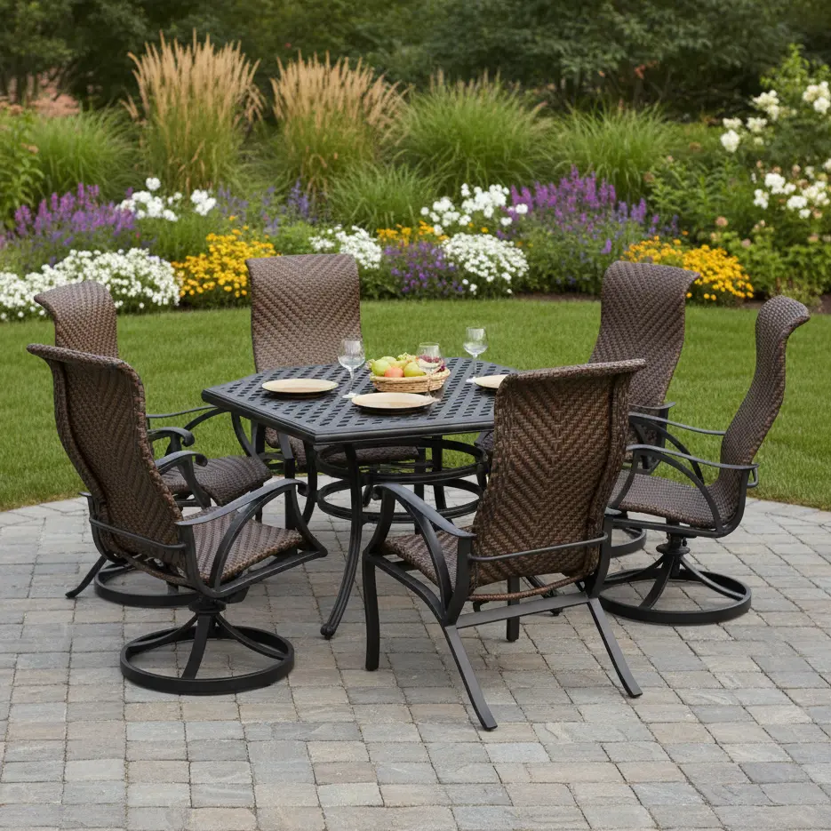 Stonegate Cast Aluminum Woven Patio Dining Sets 1