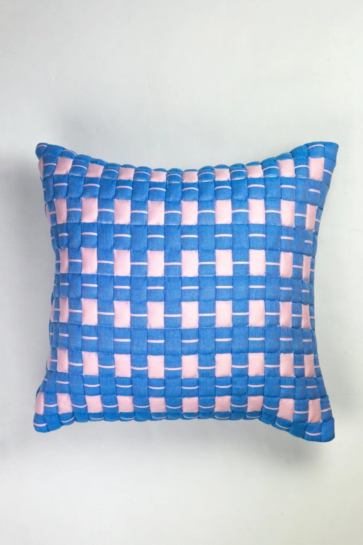 Archive New York Sujani Quilted Pillow In Soft Pink And Blue 1