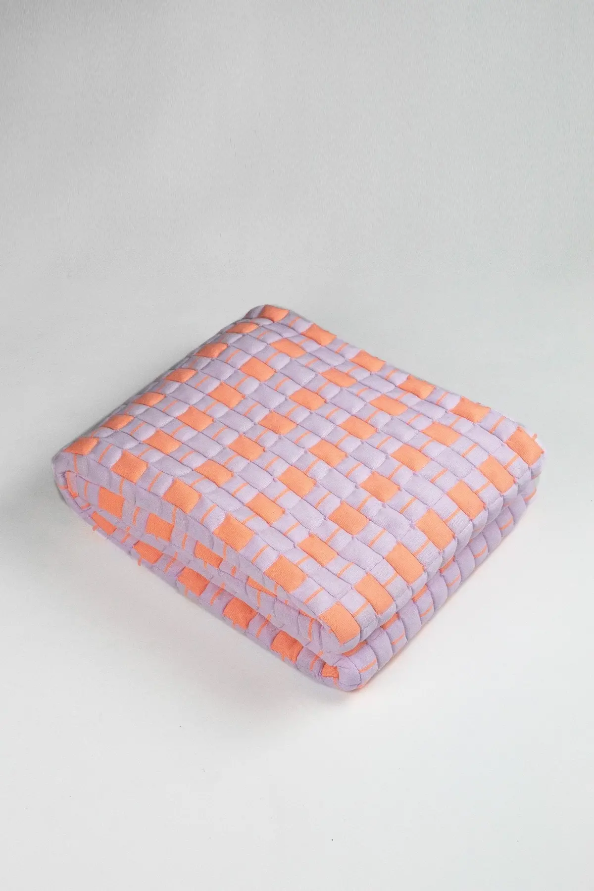 Backordered: Archive New York Quilted Sujani Throw Blanket - Pastel Lilac And Neon Orange 1