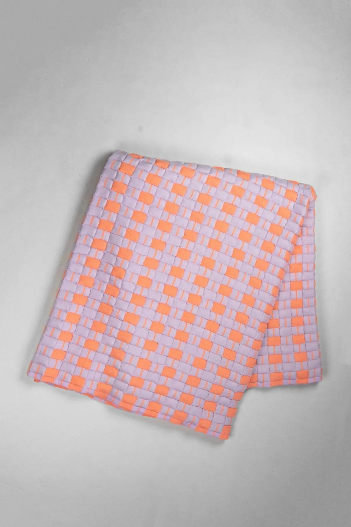 Backordered: Archive New York Quilted Sujani Throw Blanket - Pastel Lilac And Neon Orange 1