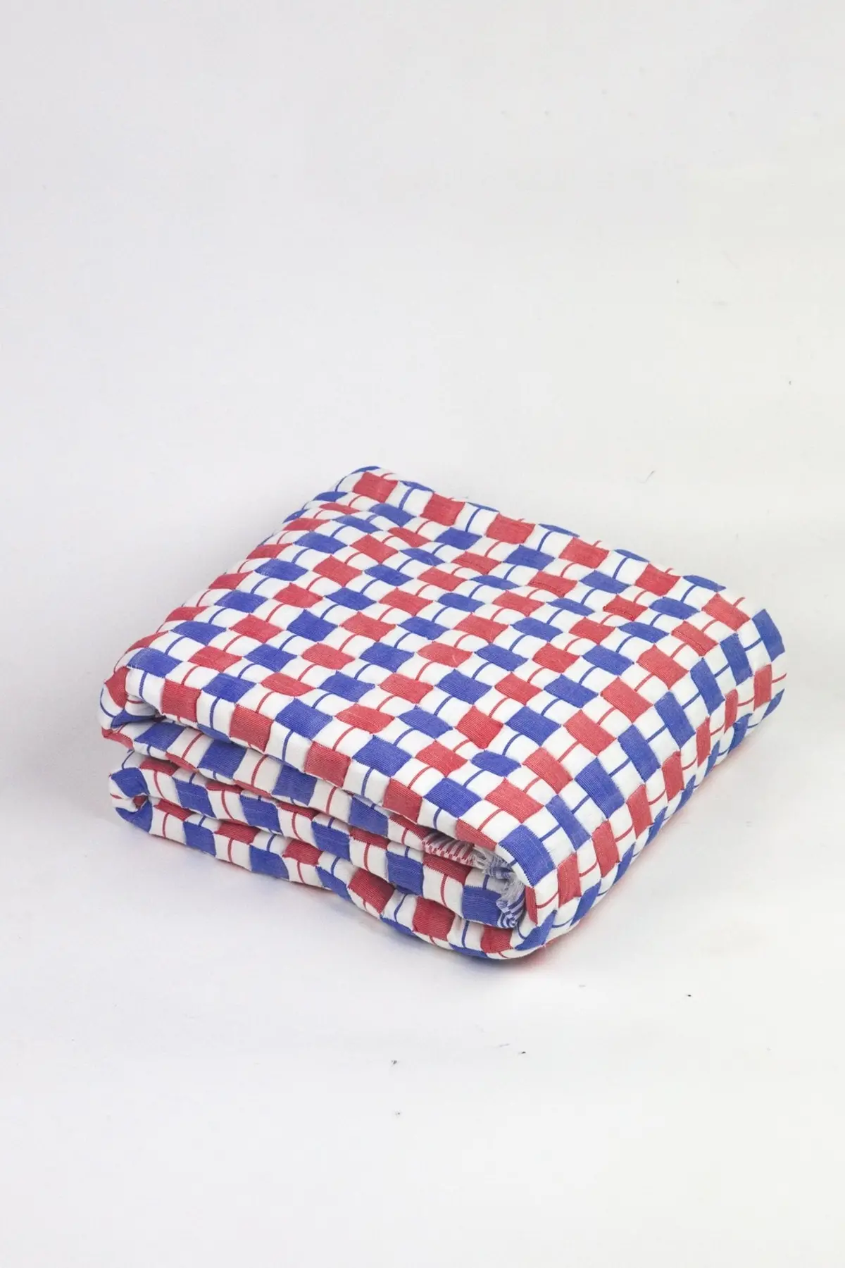 Archive New York Quilted Sujani Throw Blanket - Red & Blue 1