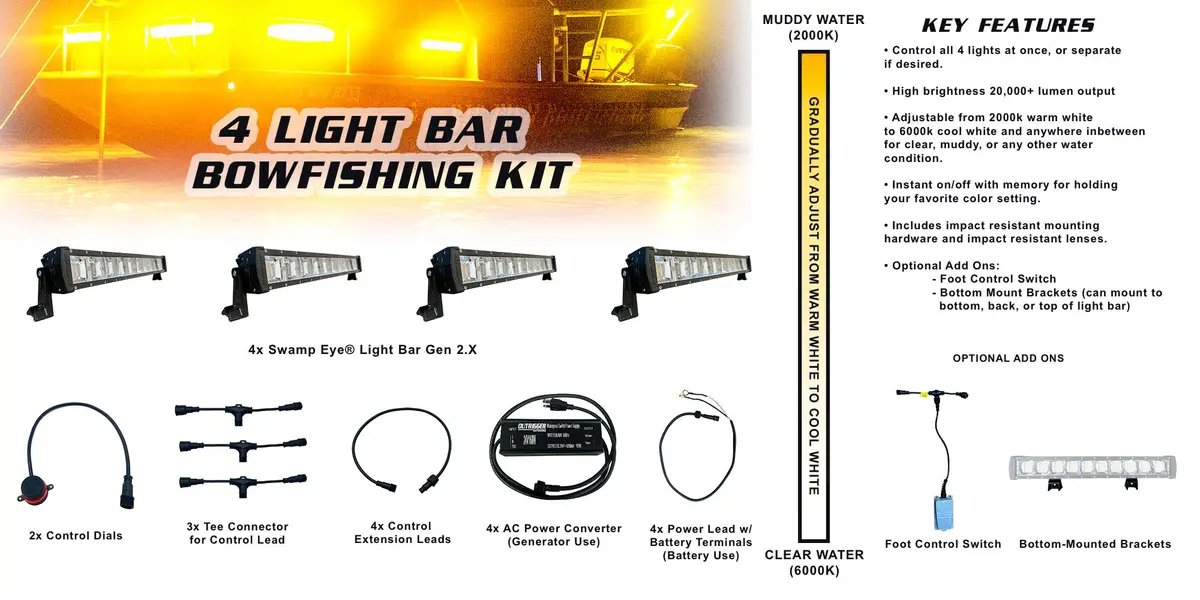 Swamp Eye® Light Bar Gen 2.X Bowfishing Light Kit 1