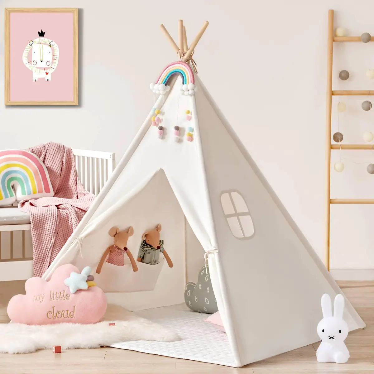 Tiny Land® Teepee Tent For Kids With Mat – Indoor Play Tent With Floor Mat 1
