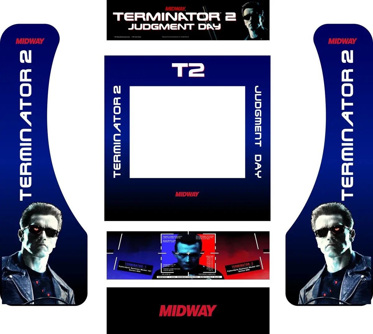 Terminator 2 T2 Arcade1up Partycade Decal Kit 1