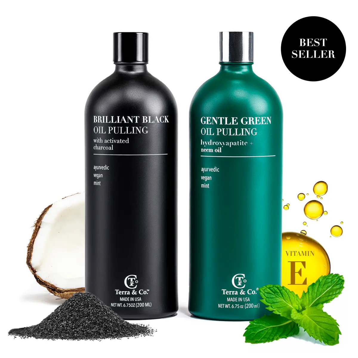 Terra & Co.® Oil Pulling Bundle – Gentle Green + Brilliant Black | Ayurvedic Detox, Enamel Protection & Whitening 1