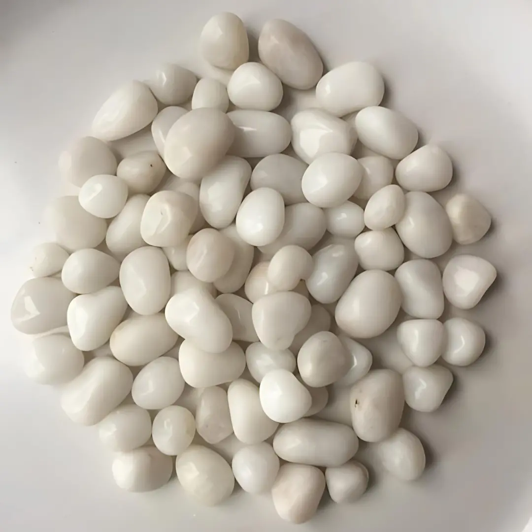 Decor White Polished Pebbles (1.5 Inches) - 1 Kg 1