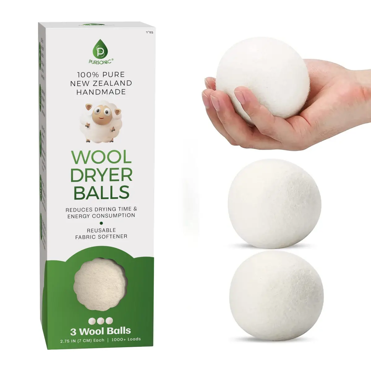 Pursonic 100% Pure New Zealand Wool Dryer Balls 1