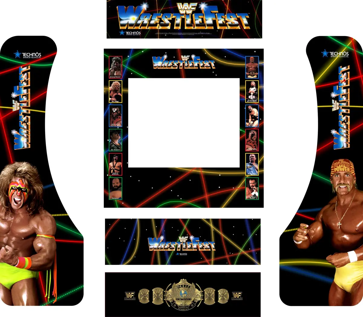 Wwf Wrestlefest Arcade1up Partycade Decal Kit 1