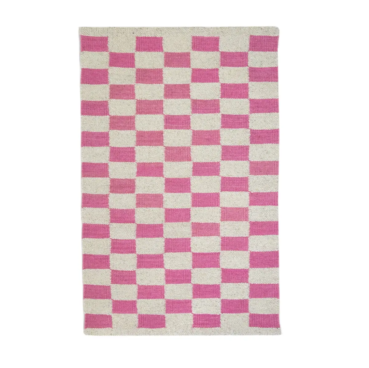 Archive New York Zapotec Checkered Rug In Pink & Ivory 1