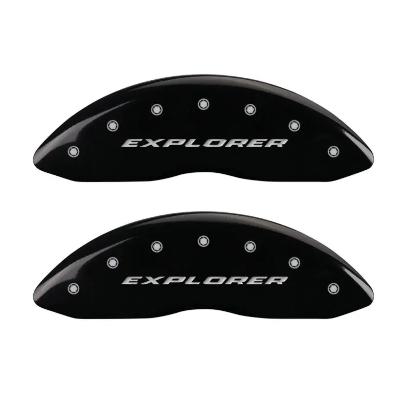 Mgp Engraved Caliper Covers For Ford Explorer — Front & Rear Set | Matte Black Finish With Silver Chrome Detailing 1