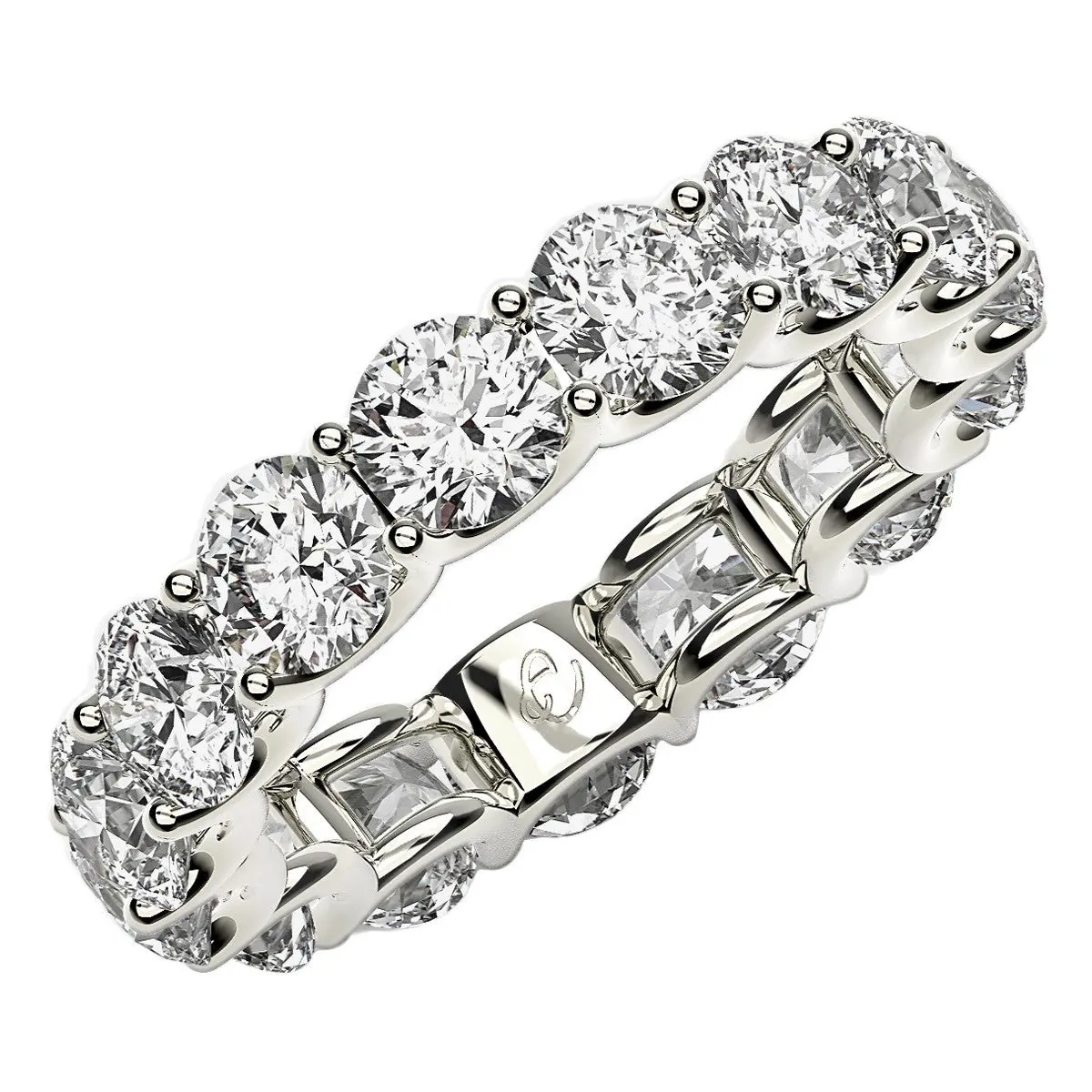 Round Cut Lab Grown Diamond Eternity Ring In 14K White Gold (5 Cttw Fg/Vs2) 1