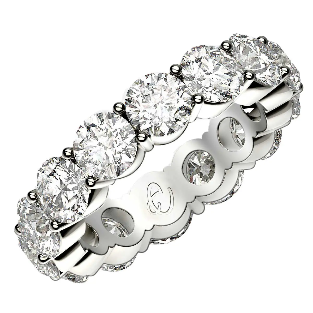 Round Cut Lab Grown Diamond Eternity Ring In 14K White Gold (6 Cttw Fg/Vs2) 1