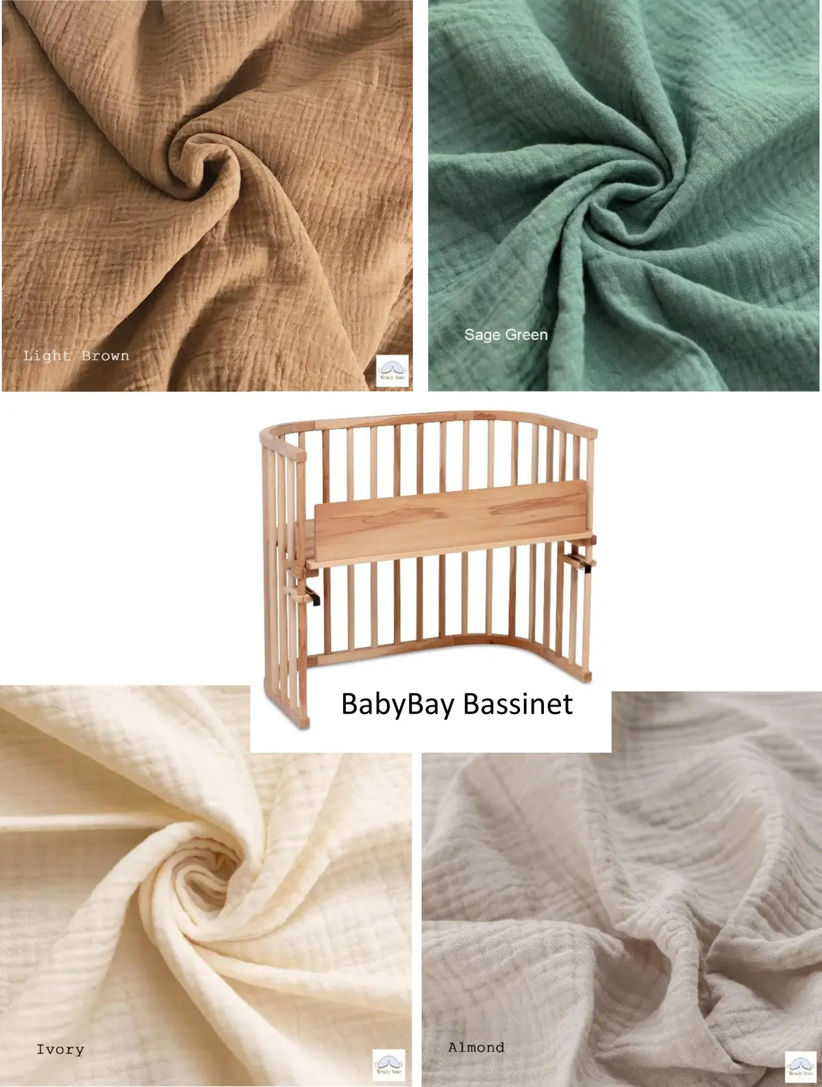 Wendy Anne Baby Bay Bassinet Cradle Custom Made Fitted Sheet - Organic Cotton Gauze 1