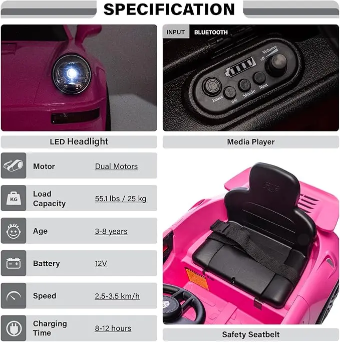 Porsche Licensed Ruf 911 - 12V Electric Ride-On For Kids With Led Lights 3