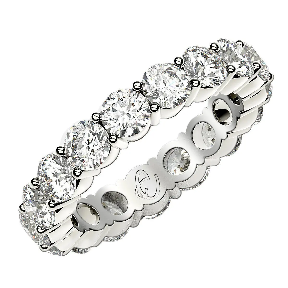 Round Cut Lab Grown Diamond Eternity Ring In 14K White Gold (3 Cttw Fg/Vs2) 1