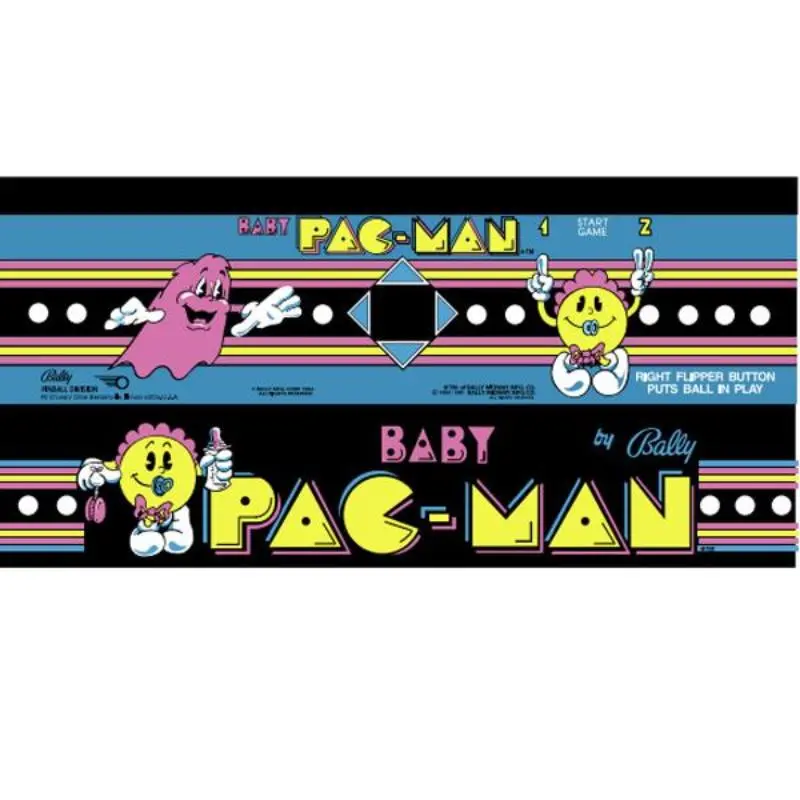 Baby Pac-Man Arcade Control Panel Overlay - Cpo 1