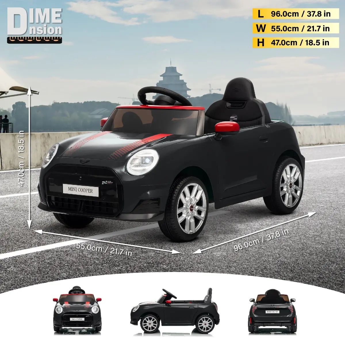 Licensed Mini Cooper Ride On Car For Kids, 12V Electric Battery Powered Vehicle With Remote Control, Led Lights, Mp3 Player & Transport Wheels, Gift For Boys & Girls Ages 3+ 3