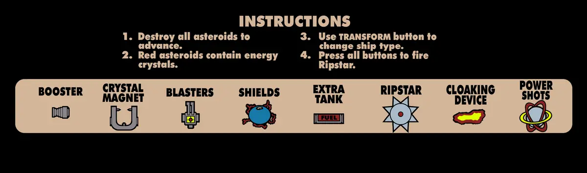 Blasteroids Instruction Decal 1