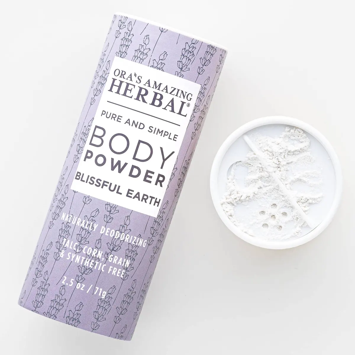 Ora's Amazing Herbal Talc Free Body Powder, Blissful Earth Lavender Scent 1