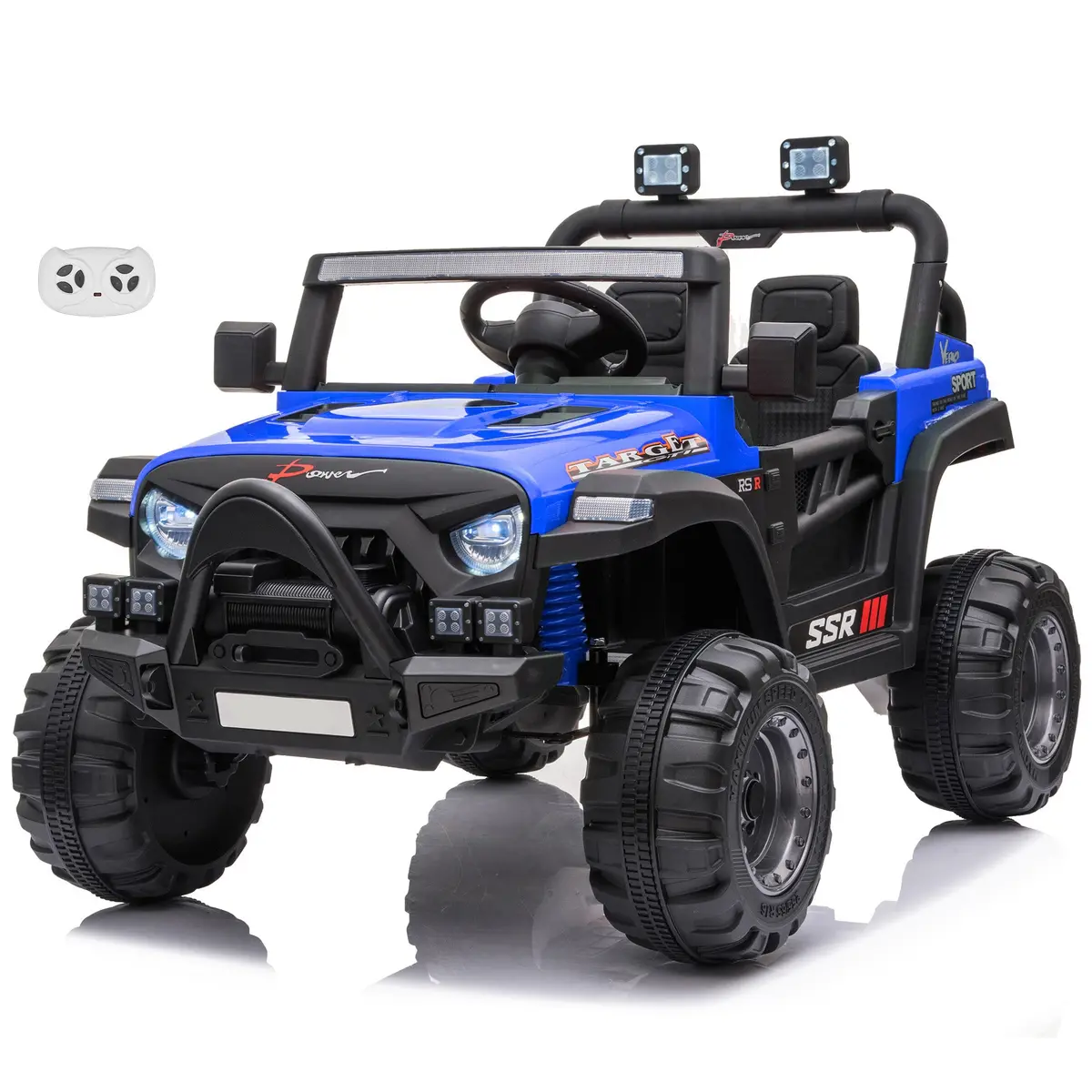 Jeep With Angry Face Grill 12V Kids Ride On Car Toy With Open Doors, Realistic Lights And Remote Control 4