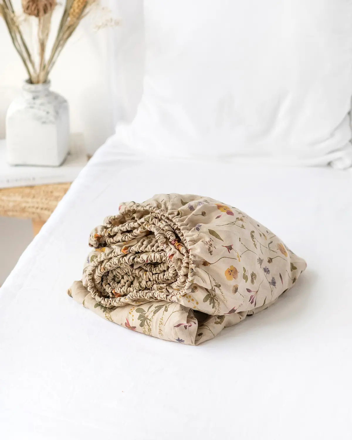 Magic Linen Botanical Print Linen Fitted Sheet 1