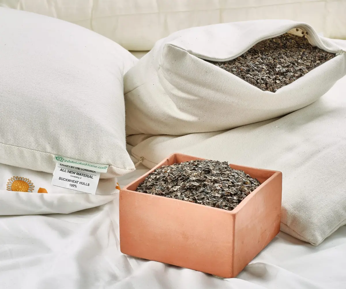 White Lotus Buckwheat Sleep Pillows With Organic Cotton Casing 1