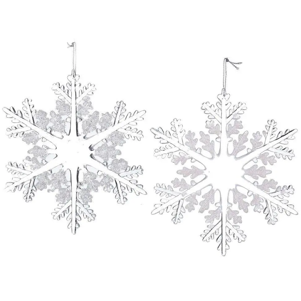 6" Frosted White And Clear Acrylic Snowflake Ornament 1