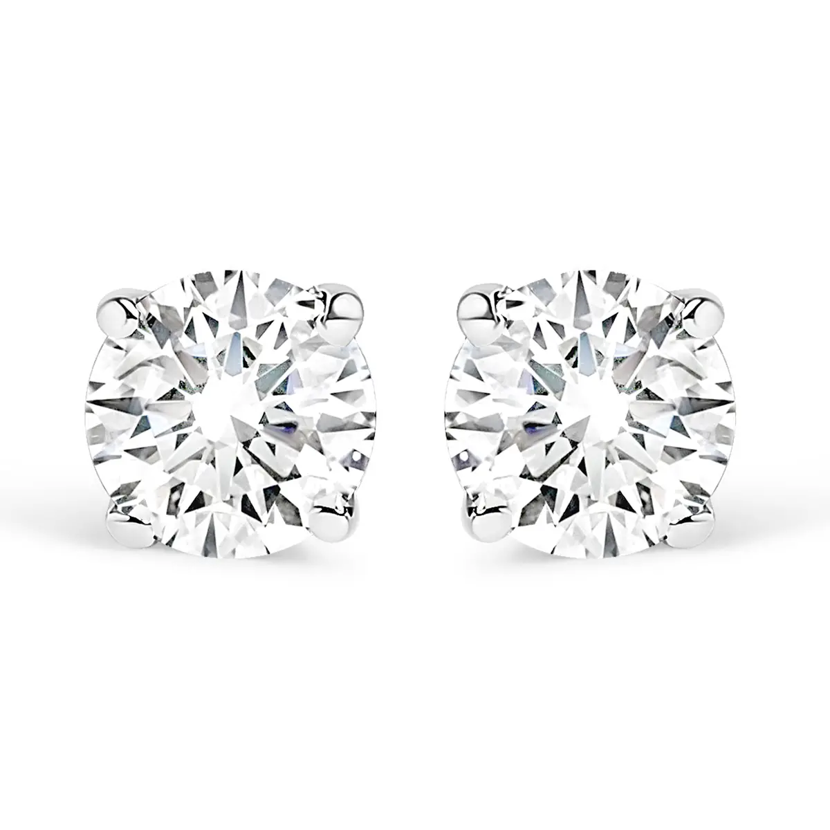 .925 Sterling Silver 1/2 Cttw Round Brilliant-Cut Lab Grown Diamond Classic 4-Prong Stud Earrings (F-G Color, Vs1-Vs2 Clarity) 1