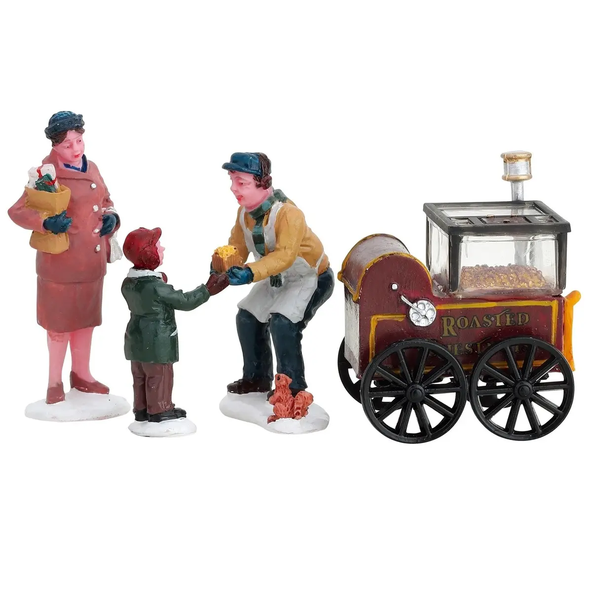Lemax General Collectible Figurines: Roasted Chestnut Stand, Set Of 4 #92331 1