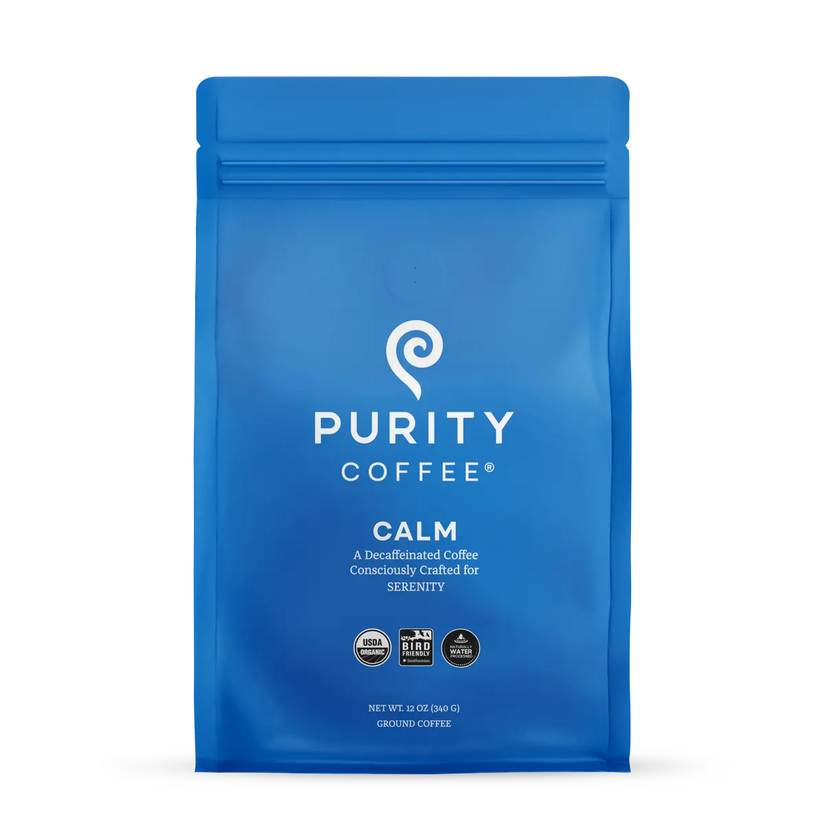 Purity Coffee Calm: Decaf Ground Coffee 1