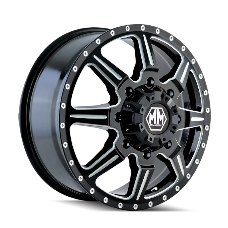 Mayhem Monstir 22X8.25 Front Wheel — 8X170 Bolt Pattern, +127Mm Offset, 124.9Mm Hub Bore, Black With Milled Spokes 1