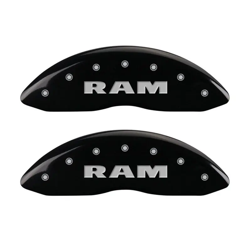Mgp Engraved 4-Piston Caliper Covers — Front & Rear, Ram Black With Silver Accent 1