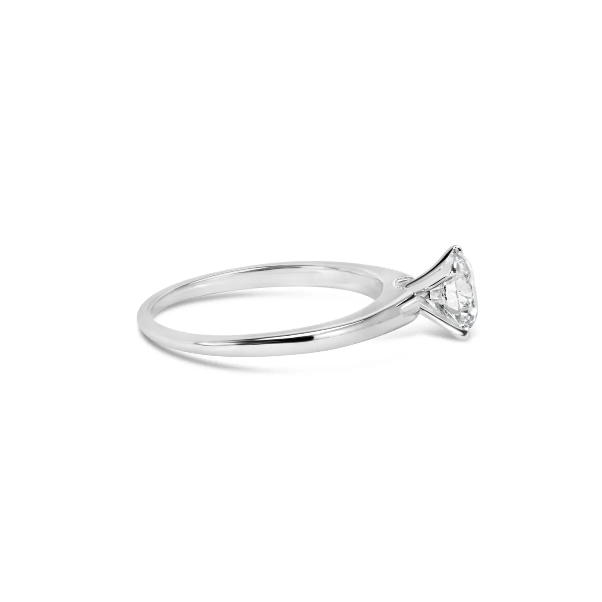14K White Gold 1.0 Cttw Round Lab Grown Diamond 4 Prong Solitaire Engagement Ring (F-G Color, Vs2-Si1 Clarity) - Ring Size 7 2