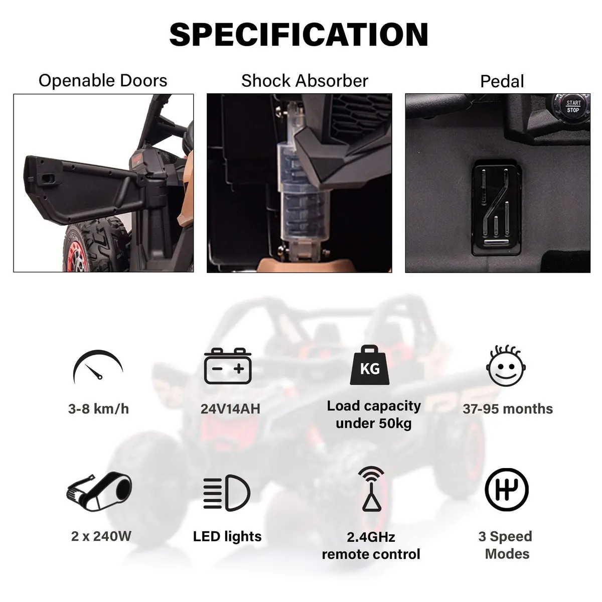 Officially Licensed Can-Am Maverick 24V 4Wd Kids Utv – 2 Seater Ride-On Buggy With Eva Tires 4