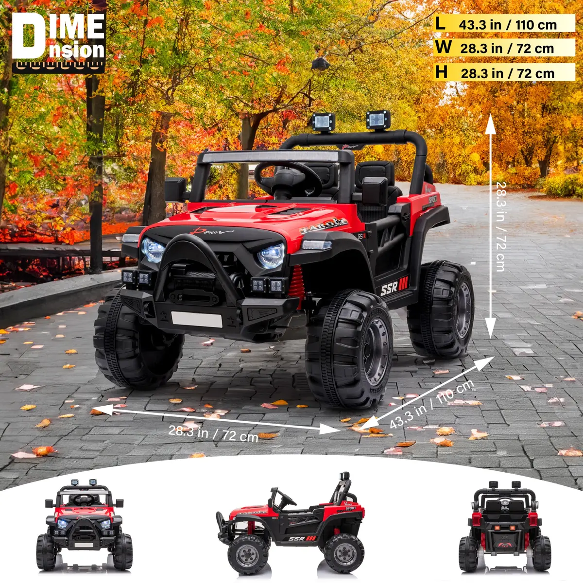 Jeep With Angry Face Grill 12V Kids Ride On Car Toy With Open Doors, Realistic Lights And Remote Control 4