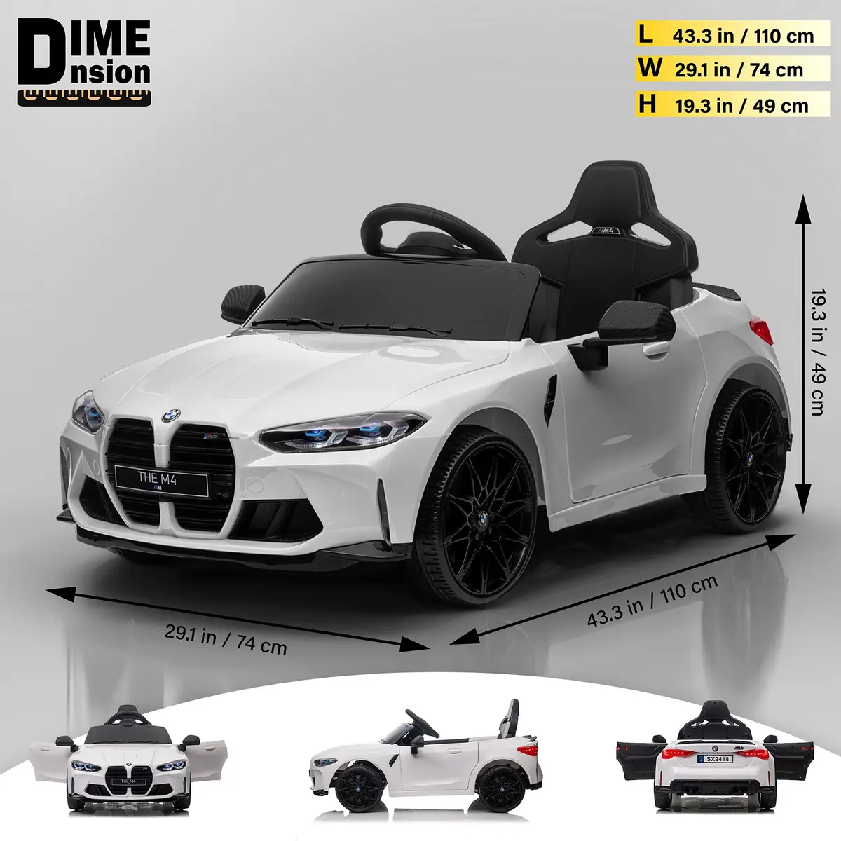 Bmw M4 12V Ride On Car With Remote Control, Led Lights And Music, Licensed 4