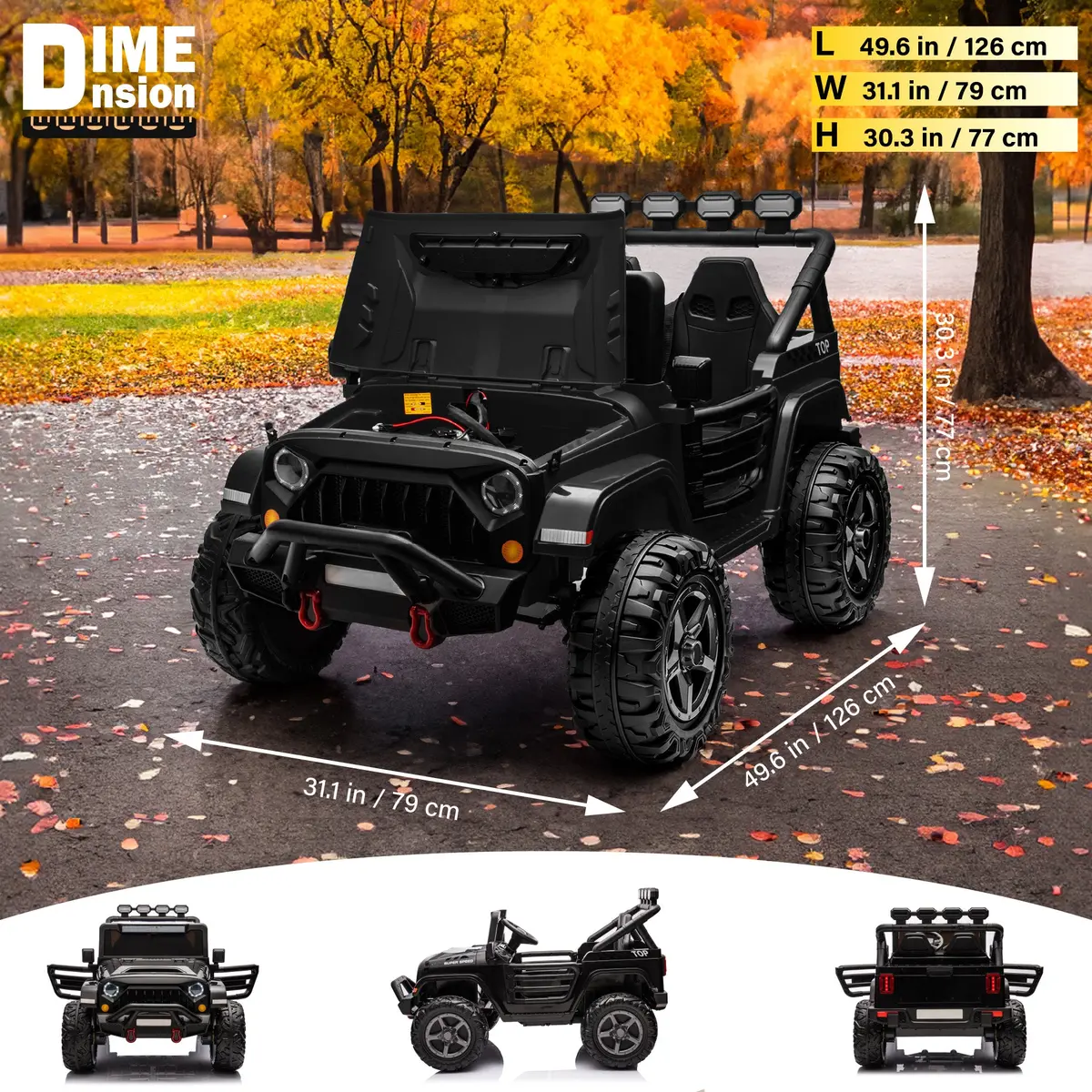 Havoc 2 Seater Jeep 12V Kids Ride On Car Toy With Open Doors, Realistic Lights And Remote Control 4