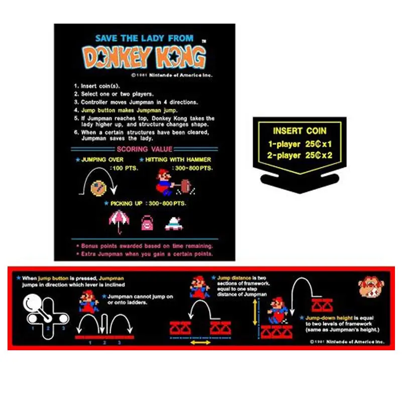 Donkey Kong Arcade Decal Set 1