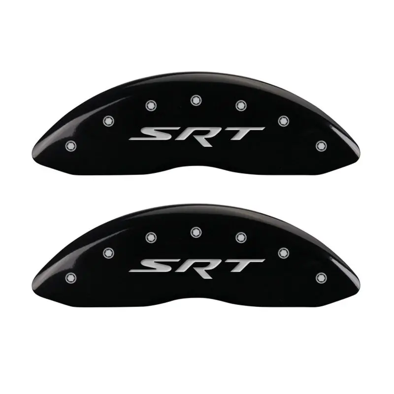 Mgp Engraved 4-Piston Caliper Covers — Front And Rear, Srt Black Finish With Silver Accent 1