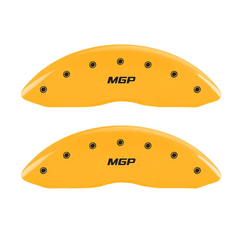 Mgp Engraved 4-Piston Caliper Covers — Front And Rear, Yellow Finish With Black Accenting 1