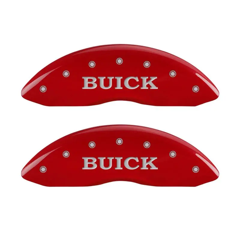 Mgp 4 Caliper Covers Engraved Front Buick Engraved Rear Buick Shield Red Finish Silver Ch 1