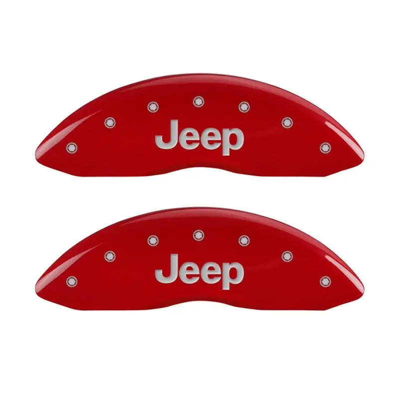 Mgp 4 Caliper Covers Engraved Front & Rear Jeep Red Finish Silver Ch 1