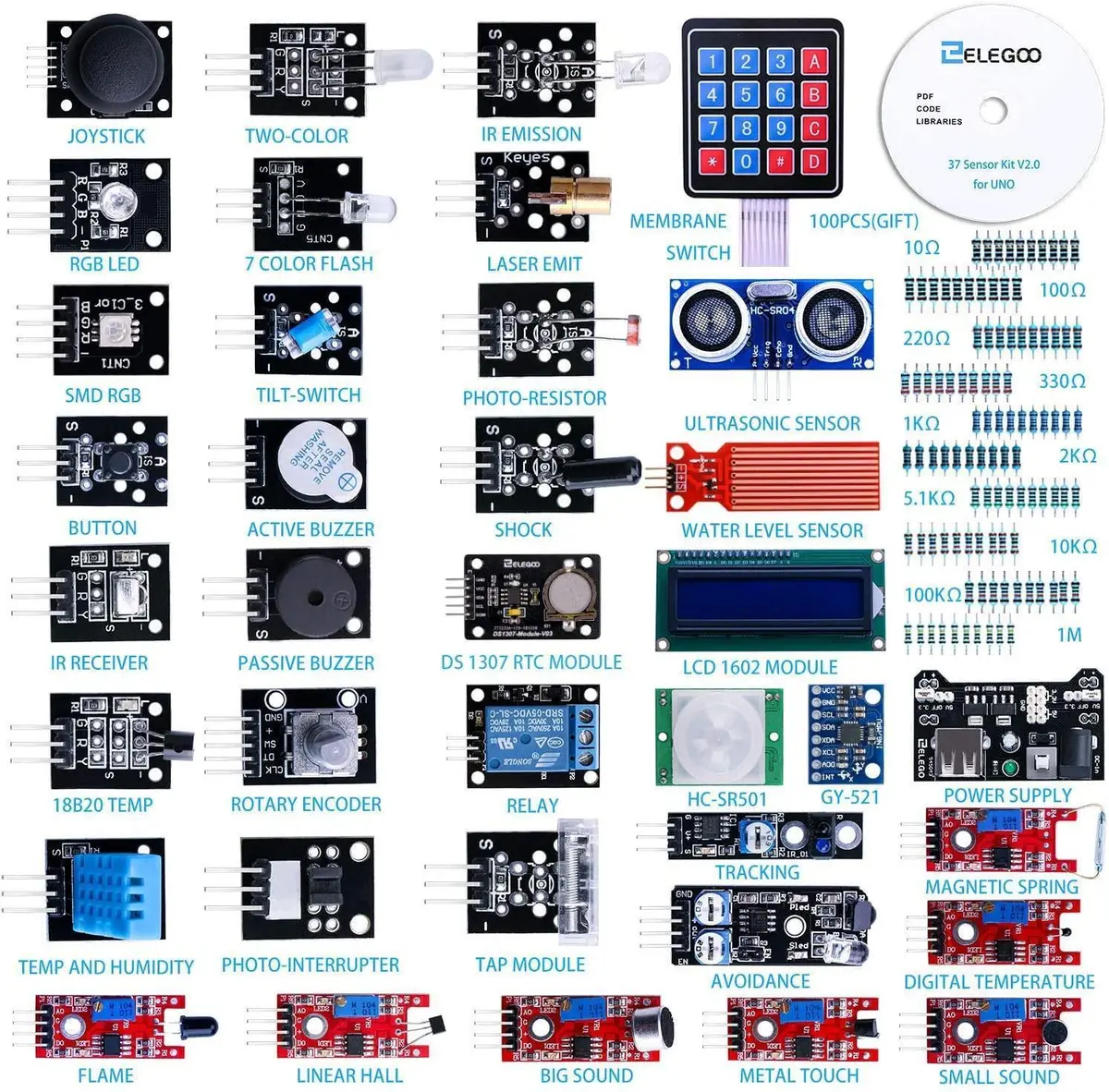 Upgraded 37 In 1 Sensor Modules Kit 1