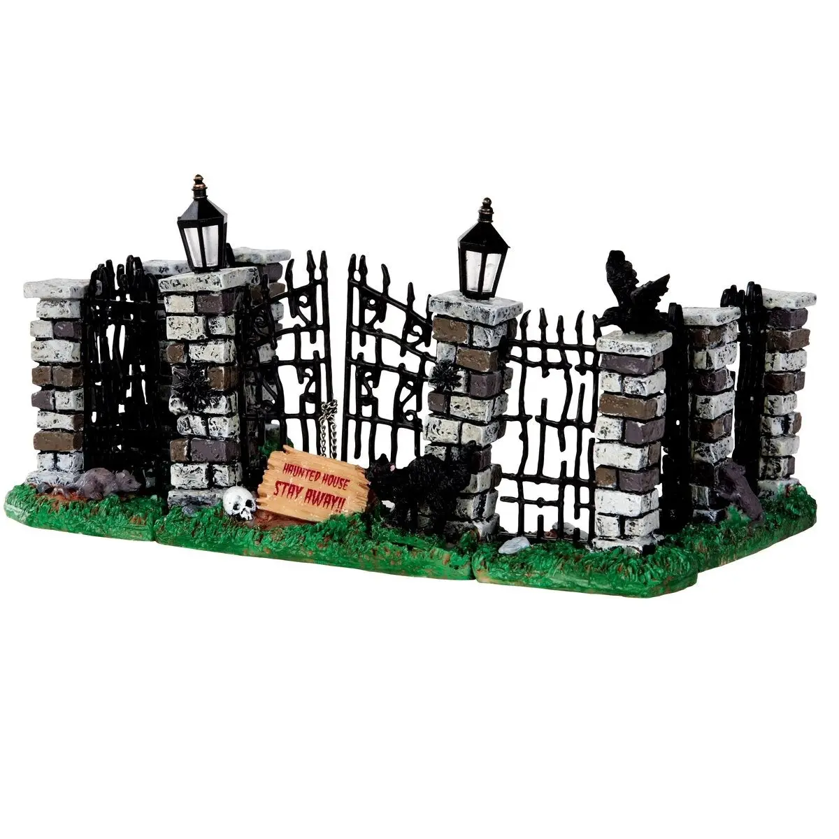 Lemax Spooky Town Iron Gate And Fence, Set Of 5 #34606 1