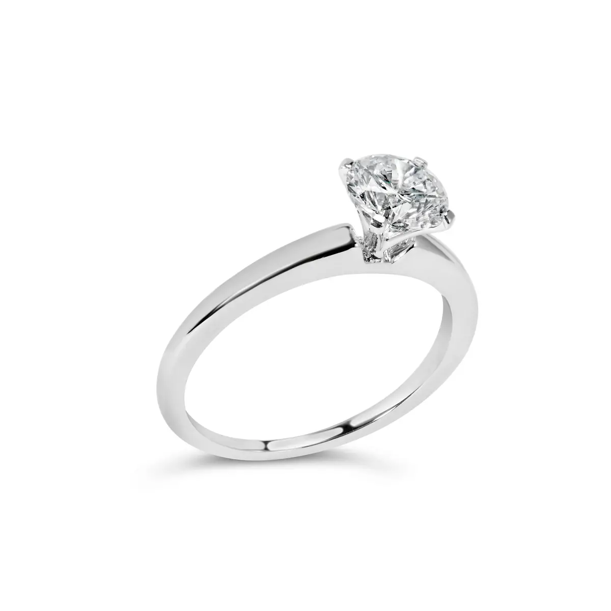 14K White Gold 1.0 Cttw Round Lab Grown Diamond 4 Prong Solitaire Engagement Ring (F-G Color, Vs2-Si1 Clarity) - Ring Size 7 3