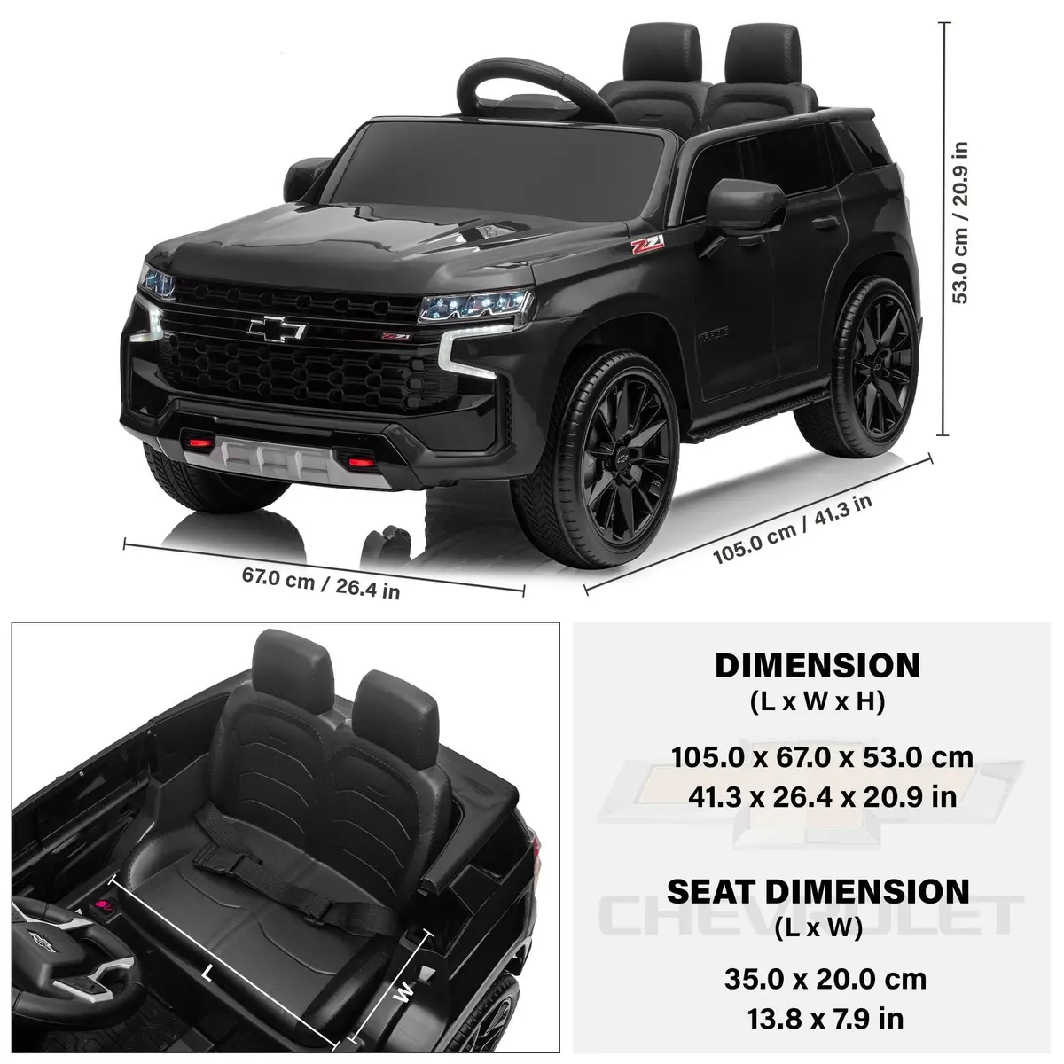 Chevrolet Tahoe 12V Kids Ride On Car With Remote Control, Licensed 4